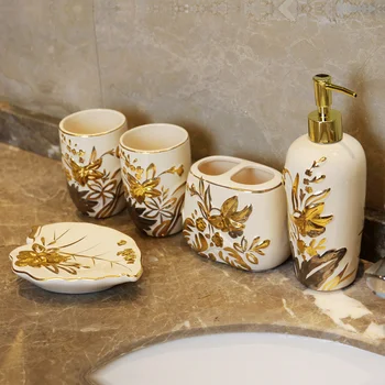 

European-style bathroom five-piece hotel bathroom bathroom wash set ceramic simple wedding creative gift gift LO728230