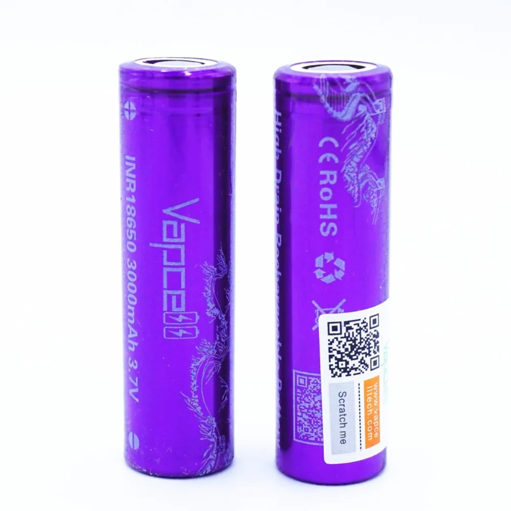 2шт VAPCELL 18650 3000mAh 3,7 V перезаряжаемая литиевая батарея высокой мощности непрерывная 20A vs keeppower дымовая E-CIG IMR батарея