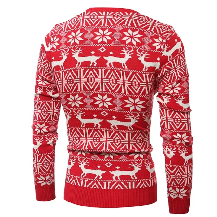 Рождественский свитер с оленем для мужчин, повседневный пуловер с круглым вырезом, мужской свитер, мужской джемпер, Мужская трикотажная одежда, Тонкий Топ, зимние свитера
