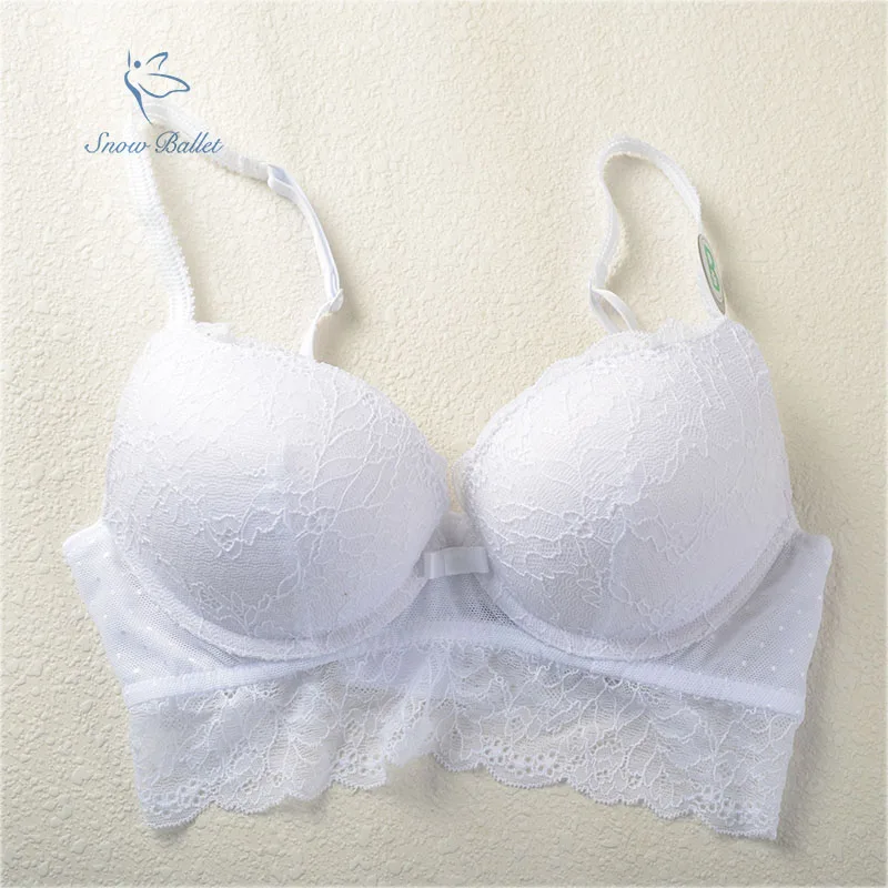 new arrival 3/4 double push up long bra women underwear intimates full white lace adjust strap