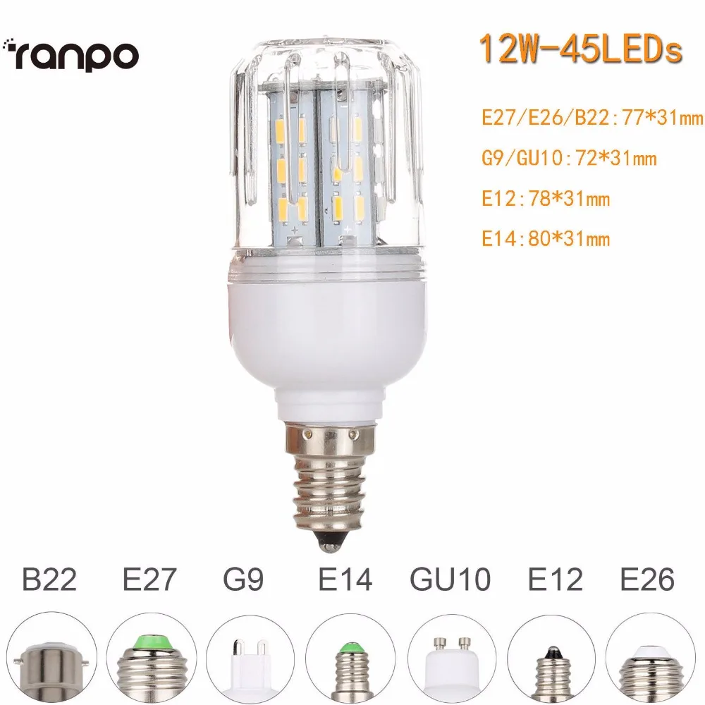 4014 SMD СВЕТОДИОДНЫЙ Светодиодная лампа кукуруза E27 E26 E14 E12 B22 GU10 G9 высокое Мощность AC