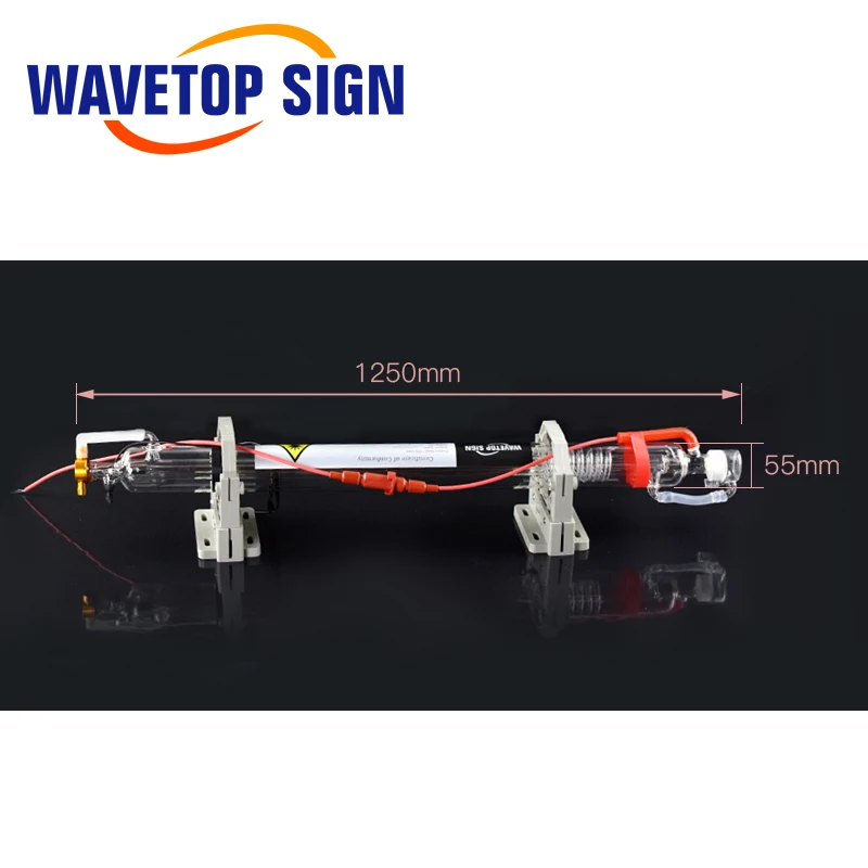 WaveTopSign 60 Вт Co2 лазерная трубка длиной 1250 мм диаметр. 55 мм модернизированная металлическая головка стеклянная труба для CO2 лазерная гравировка машина для резки