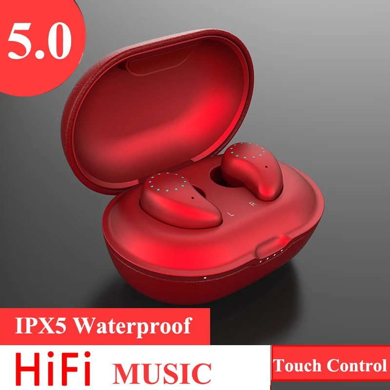 

TWS Wireless Bluetooth Earphones Touch Control Bluetooth 5.0 Earbuds IPX5 Waterproof with Mic Hifi Stereo Sound Sport Earphone