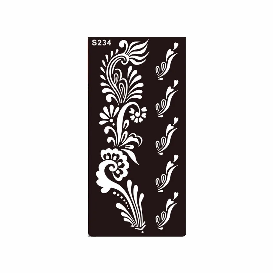 6 Pieces Indian Henna Tattoo Stencil Hollow Black Drawing Women Body Art Ink Infinity Flower Wave Classic Tattoo Stencil S200#06 (8)