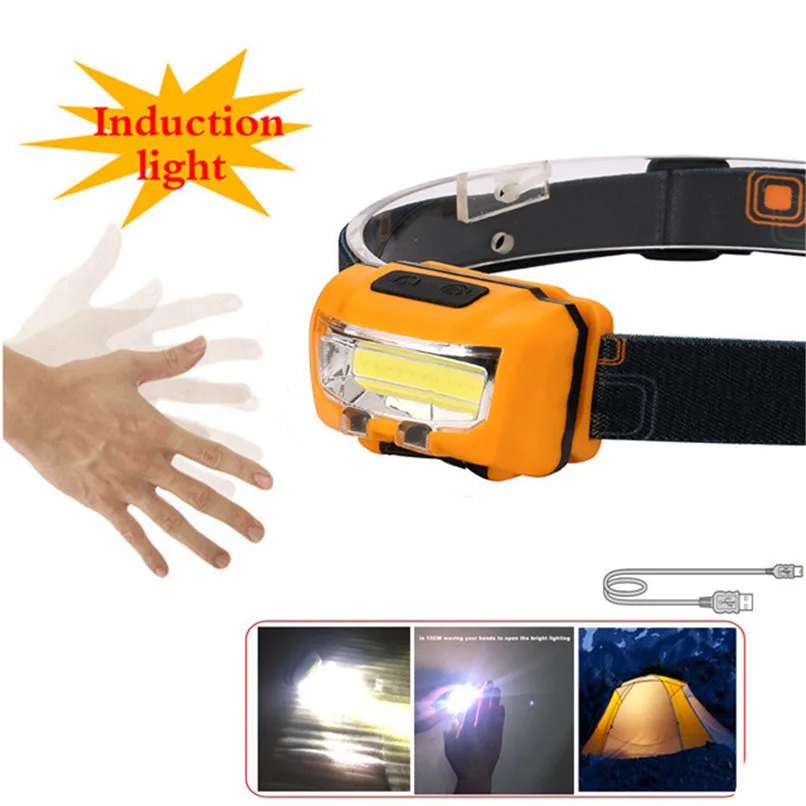

USB Rechargeable Strong Light COB LED Waterproof Sensor Headlights H1TY0