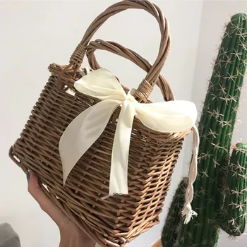 

Women Rattan Handbag Bohemian Summer Beach Straw Bags Lady Simple Weave Handmade Casual Large Tote Storage Bags