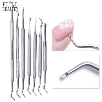 

Double-end Silver Groove Pick Toe Finger Corrector Cuticle Pusher Stainless Steel Remover Manicure Cleanser Nail Tools CHG01-07