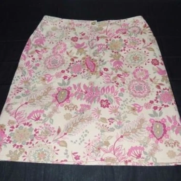 Charter Club skirt womens size 6 brown pink floral 100% cotton (1)