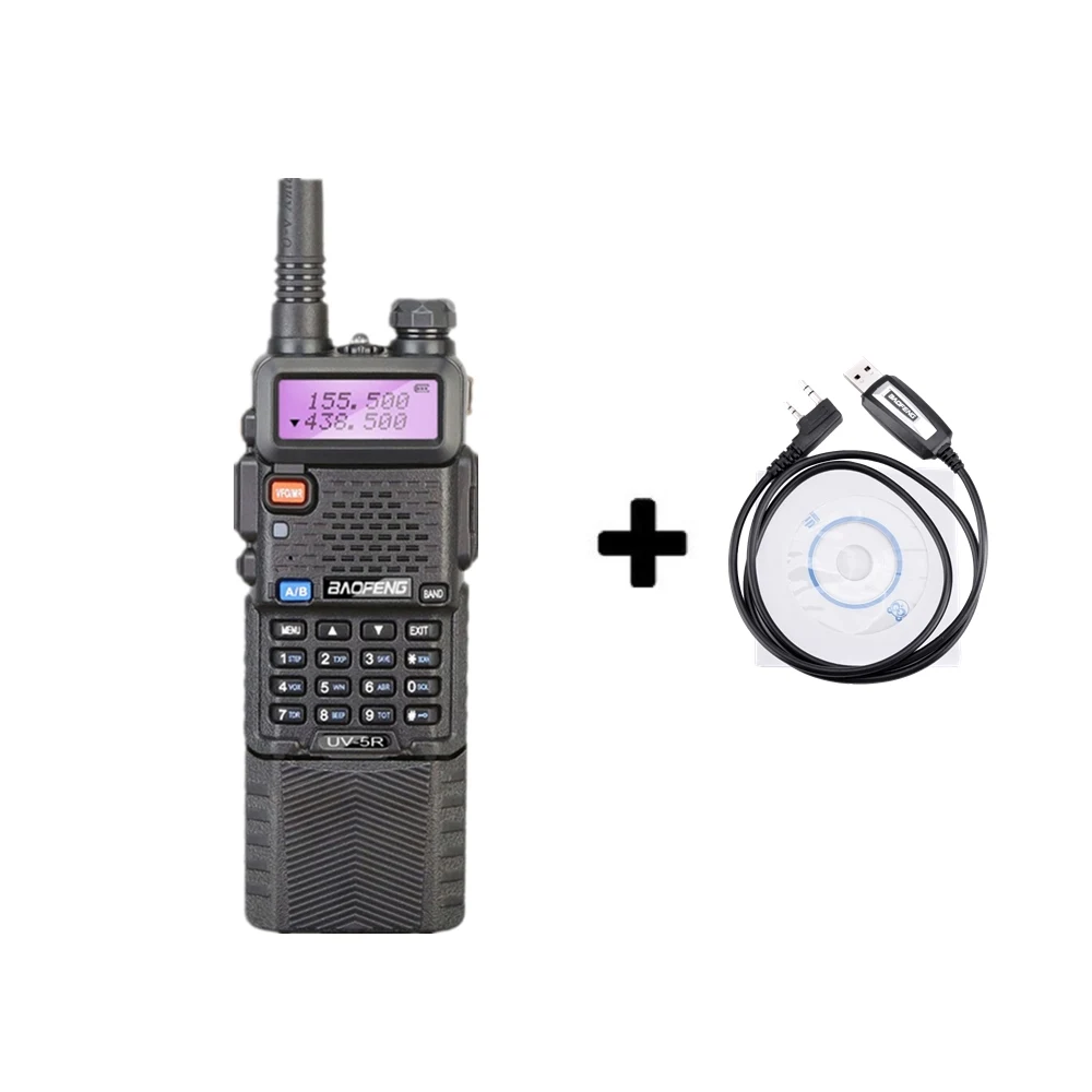 Baofeng UV-5R 3800 мАч 5 Вт портативная рация UHF400-520MHz VHF136-174MHz портативная двухсторонняя радио Ham UV5R CB радио UV 5R охотничье радио - Цвет: Add a program cable