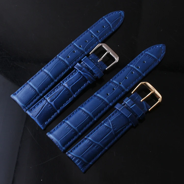 

New Watchbands 20mm Dark Blue Crocodile Alligator Grain Genuine Calfskin Calf Leather Replacement Watch Band Strap Watchband