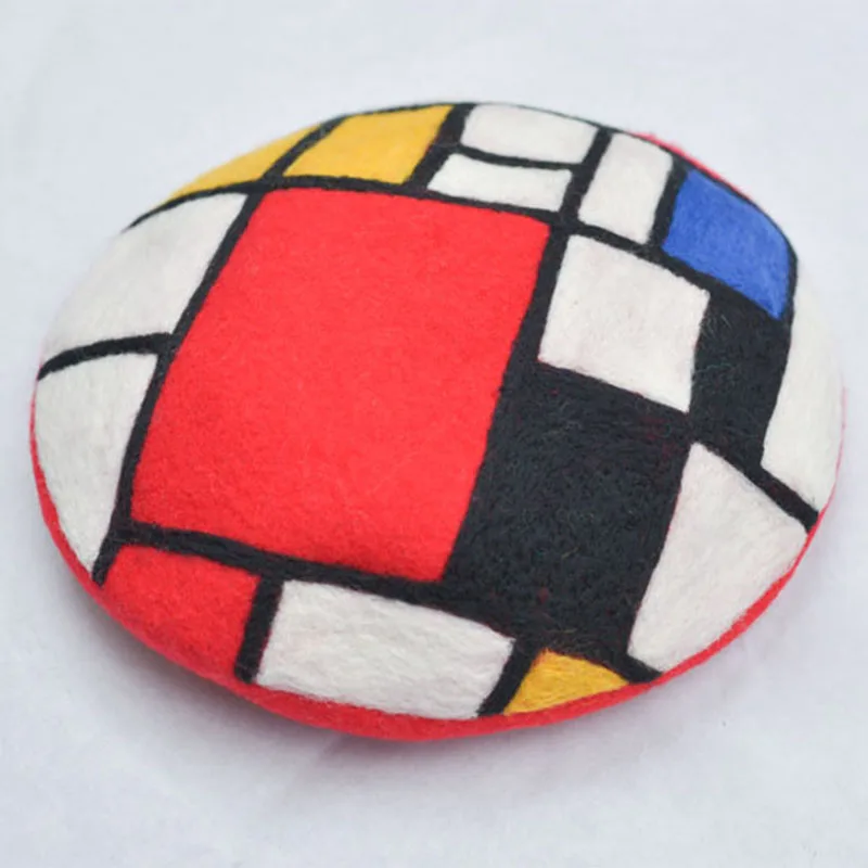 Женский праздничный берет Faramita Mondrian с геометрическим рисунком красочный ручной
