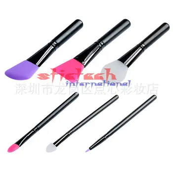 

by dhl or ems 100 sets 6pcs/set Wooden Handle Facial Face Mud Mask Mixing Brush Cosmetic Silica gel Makeup Brush Kit