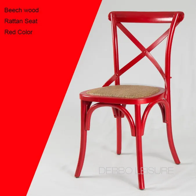 Современный классический знаменитый дизайн Лофт модный античный американский кантри стиль твердый деревянный крест назад Обеденный стул со спинкой мебель 1 шт - Цвет: Beech Red