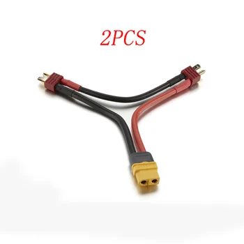 

2PCS Dual T Plug Series Battery Adapter Cable ESC Three-way Connector 12AWG 15x15x15cm DIY Spare Parts for RC Aircraft Drone