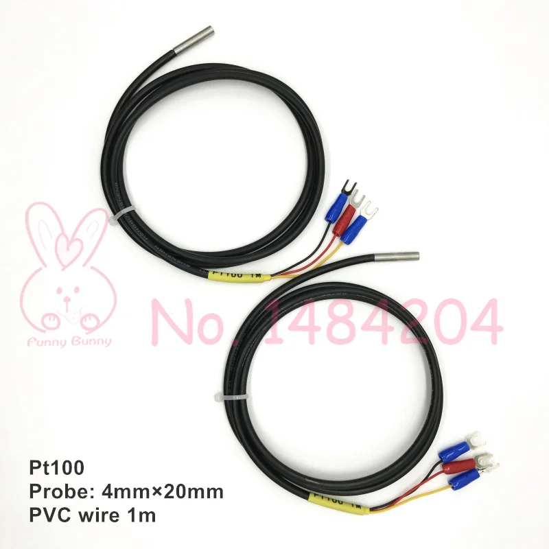 

PT100 Temperature Sensor RTD Probe 4mm*20mm 1m PVC 3 Core Sheathed Flexible Wire Platinum Resistance Temperature Detector