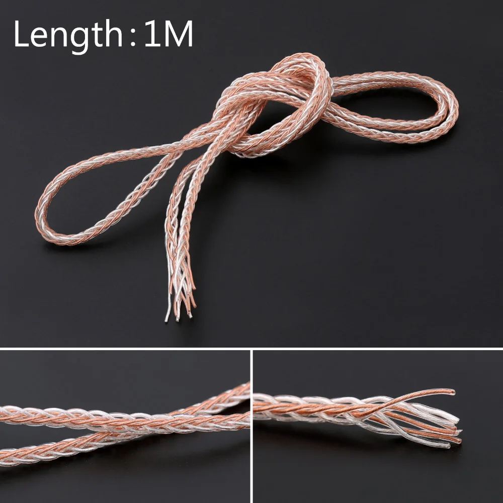 

Areyourshop 8 Core Copper Silver Mixed Hifi Wire Upgrade Cable For Headphone Earphone 1M/5M/10M Wholesale Cables Wires