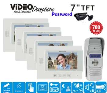 

ZHUDELE International Design 7"Display Wired Video Door Phone Touch button Doorbell Intercom Night Vision 700TVL HD Camer 1V4