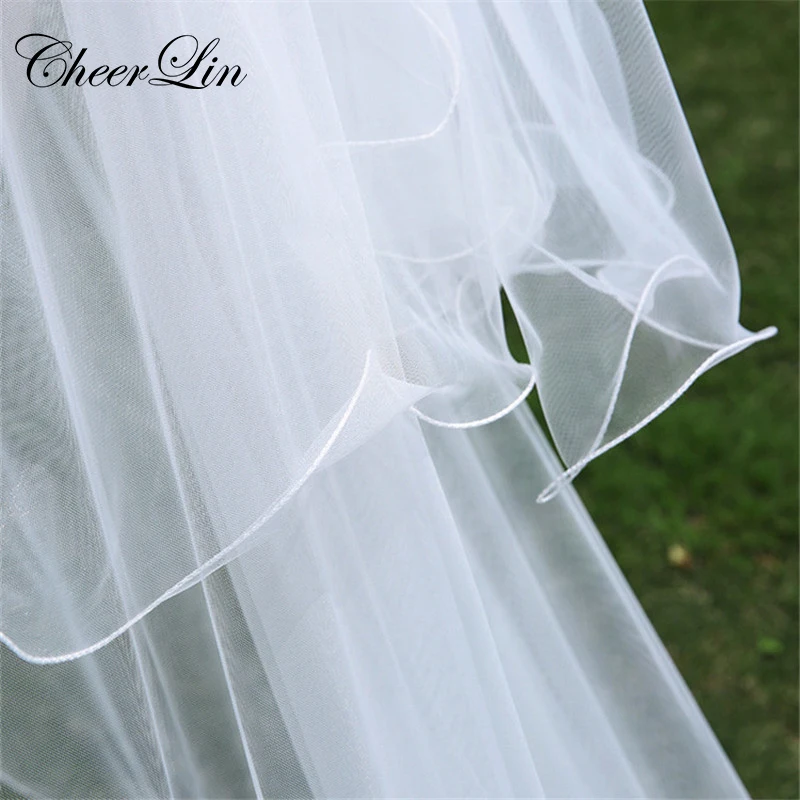 Wholesale 3 Meter White Ivory Wedding Veils Multi Layer Long Appliques Pencil Edge Bridal Veil (3)