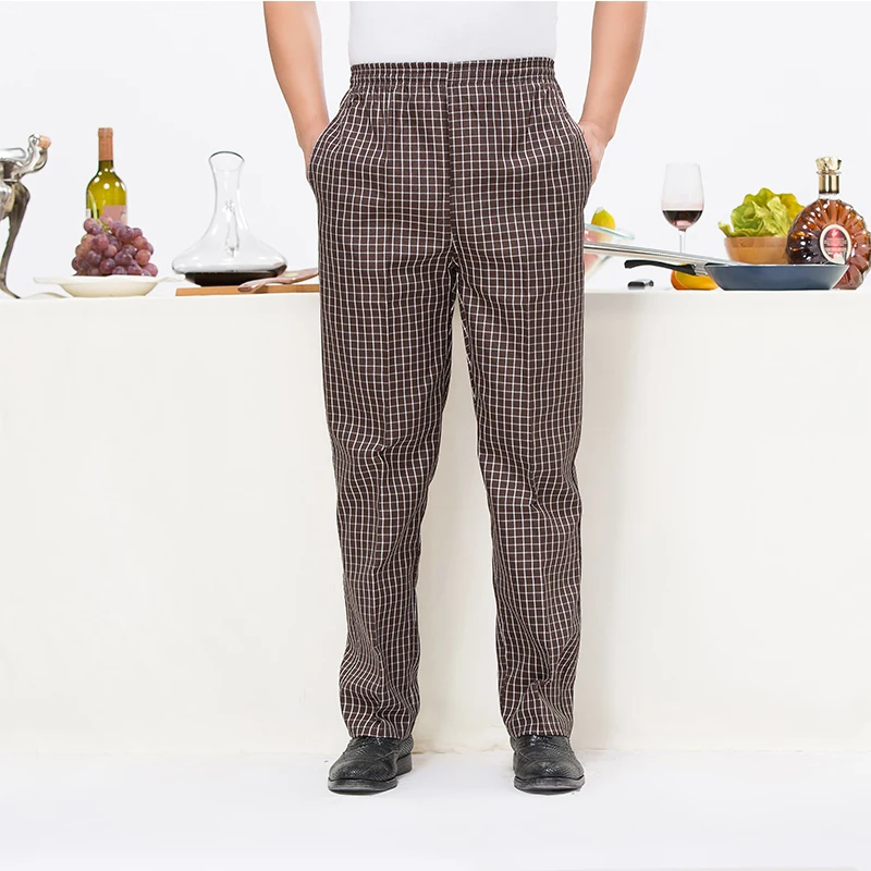 Клетчатые эластичные брюки шеф-повара, гостиничный ресторан, питание, кафе, пекарня, работа официанта, брюки, мужские повседневные брюки