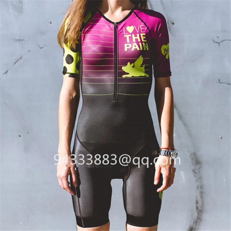 

Women triathlon skinsuits summer sexy swimsuit jumpsuit ropa ciclismo mujer Cycling Equipment love the pain bicycle body suit
