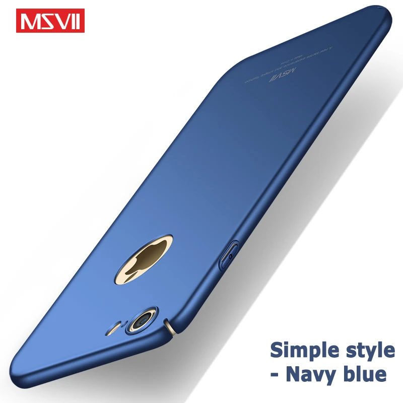 Чехол для iphone 8 plus MSVII Роскошный 360 полный защитный корпус чехол s coque Жесткий PC телефон задняя крышка для Apple iphone 7 plus 8 чехол - Цвет: Simple Navy Blue