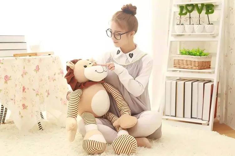 100% new large 85cm cartoon stripes lion plush toy throw pillow christmas gift b1359