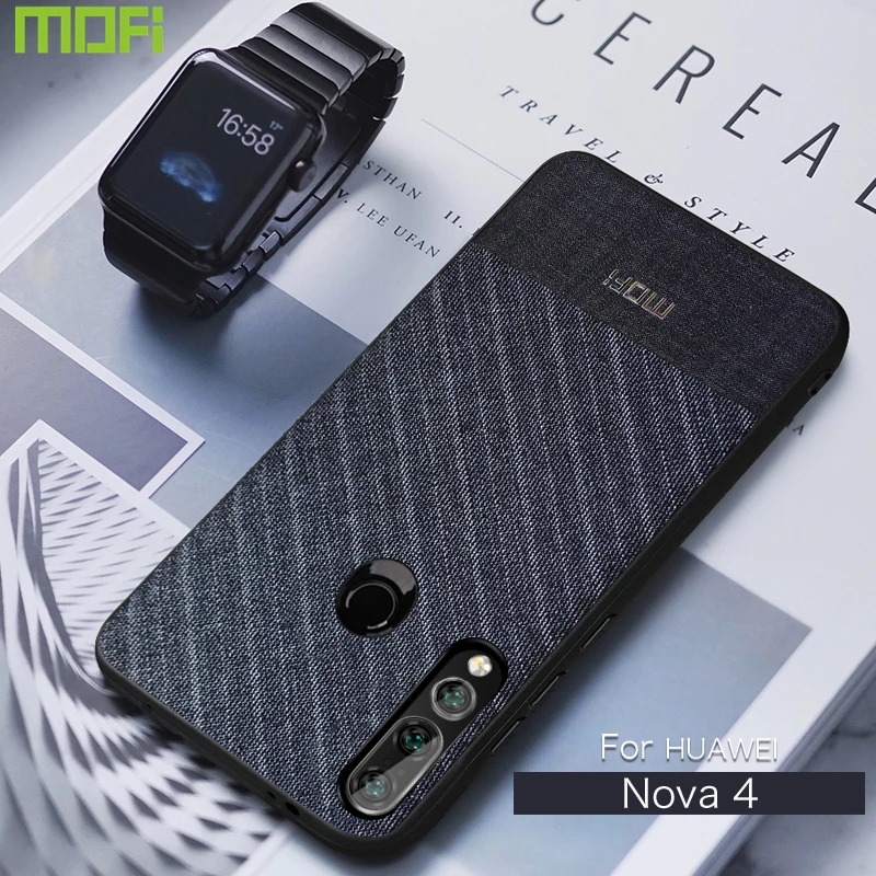 

For Huawei Nova 4 Case Mofi For Huawei Nova4 Fabrics Business Suit Cloth Style Brief Dark Gentleman Nova 4 Case Back Cover