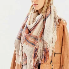 Za Winter Scarf Knit 2016 Oversize Tartan Scarf Plaid Scarf Women Bandana New Designer Acrylic Blanket Scarves Shawl