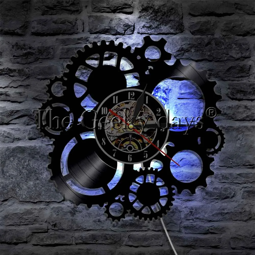 1Piece Steampunk LED Wall Light Sign Gear Cogs LED