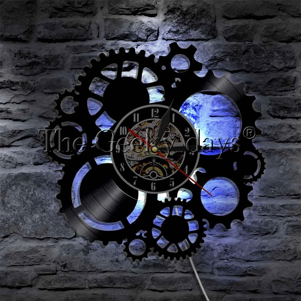 Steampunk Led Wall Light Sign Gear Cogs Led Lighting Clock Color Changing Wall Lamp With Remote Control Led Indoor Wall Lamps Aliexpress