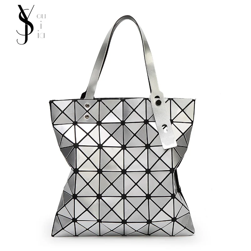 

2017 Female Folded Geometric Plaid Bag Fashion Casual Tote Women Handbag Bag Mochila Shoulder Bag 6*6