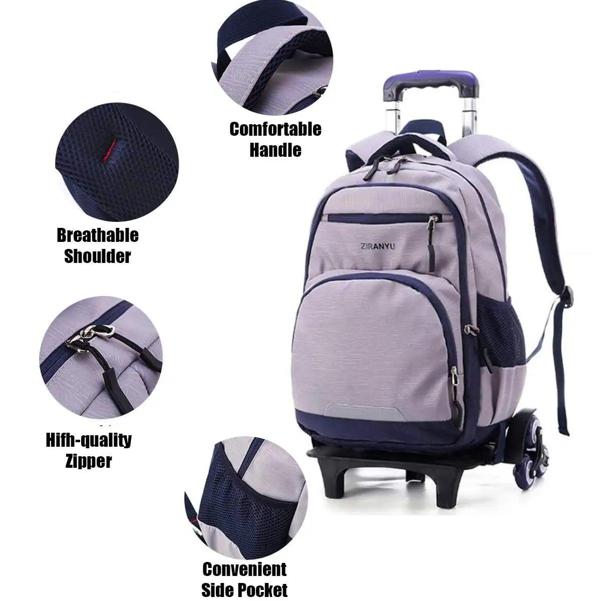 Nylon Removable Men travel Bags for Boys Waterproof Trolley Backpack Teenager 2/6 Wheeled Bag Bookbag Travel Bags Back to school