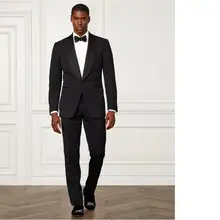 Custom made Mens Black Suits Fashion Formal Dress Men Suit Set men wedding suits groom tuxedos(Jacket+Pants)