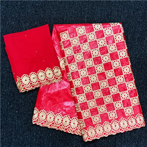 red 2 Африканская ткань Базен riche getzner bazin brode getzner dentelle tissu отделочный материал из Нигерии высокого качества 7 ярдов/lotYKB-1 - Цвет: red 2
