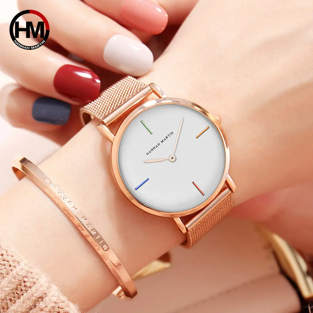 

Hannah Martin Women Watch Luxury Brand Casual Simple Quartz Clock For Women Leather Strap Wrist Watch