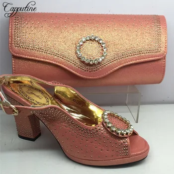 

Capputine Hot Sale Summer Woman Shoes And Bag Set Italian Style Luxury Stone High Heels Shoes And Bag Set For Party BL285C