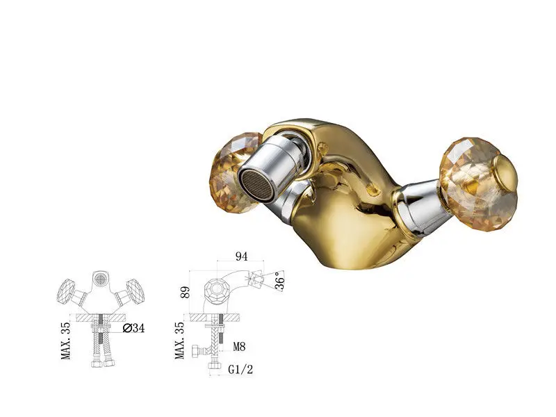 Free shipping chrome +Gold color double crystal handles bathroom Bidet faucet SEX mixer tap single hole deck mounted | Обустройство