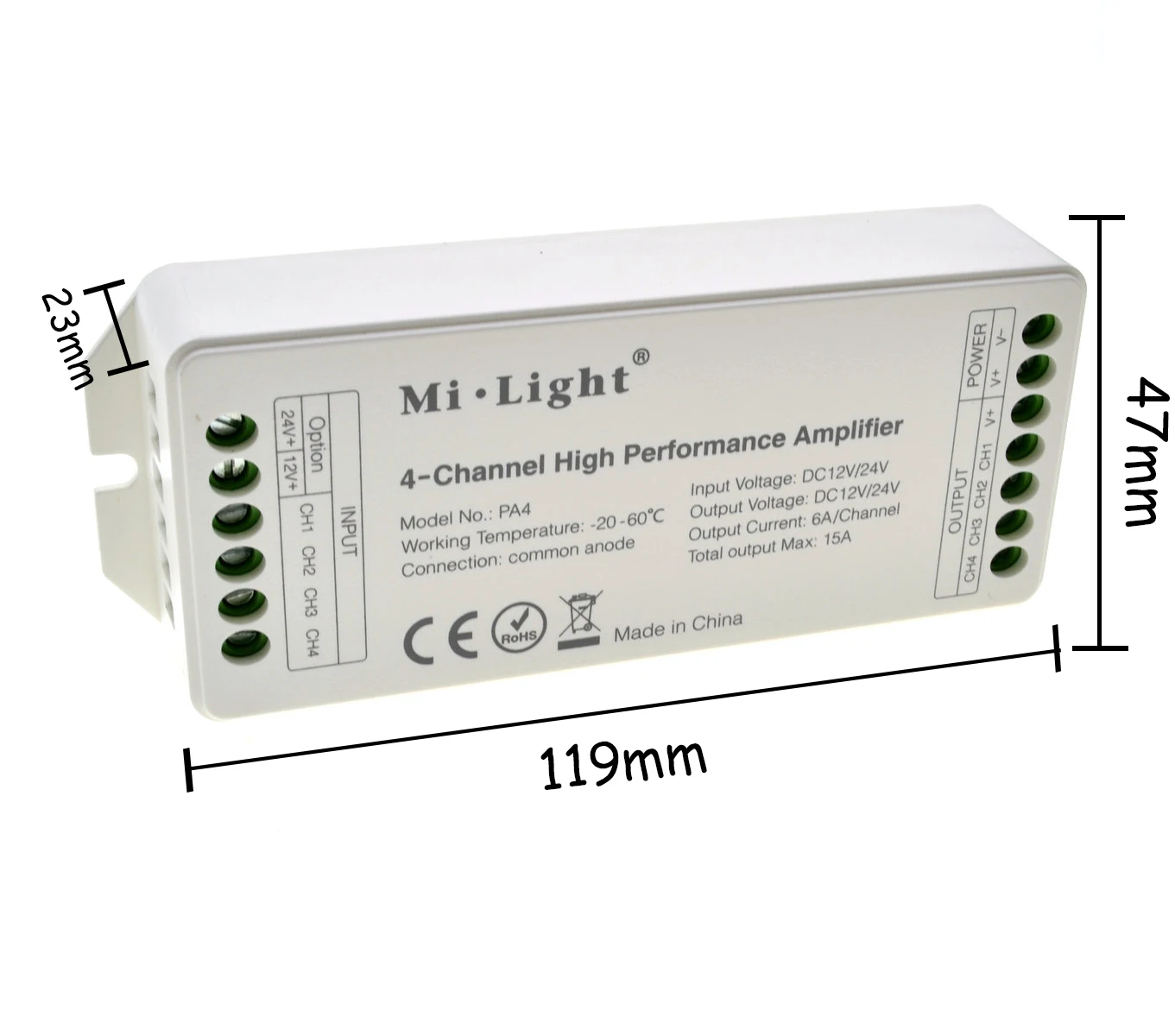 Ми свет PA4 4-канальный усилитель высокой производительности DC12V-24V RGB RGBW светодиодный Усилитель контроллер для RGB RGBW светодиодный полоски