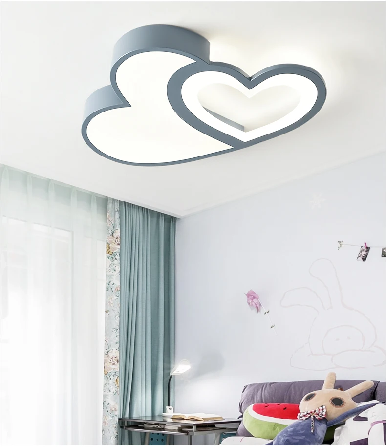 Qiseyuncai Nordic современный минималистичный светодиодный детский потолочный светильник для спальни для девочек в форме сердца теплое освещение
