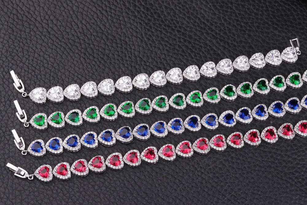

Sellsets 4colors Exquisite Micro Heart Zircon Bracelet Elegant Excellent Cut Zircon Bracelets & Bangle GIft