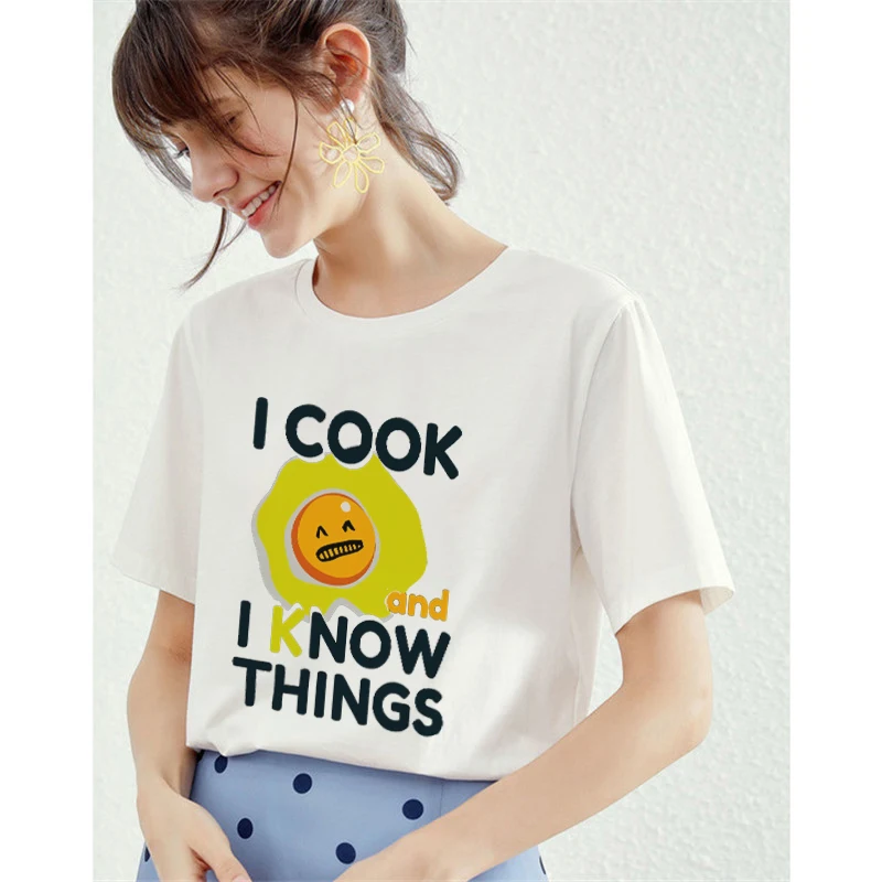 

2019 T shirt Women Cotton Harajuku Aesthetic Cook Fried Egg T-shirt Female Short Sleeve Sexy Tshirt Tumblr Plus Size Tops Tees