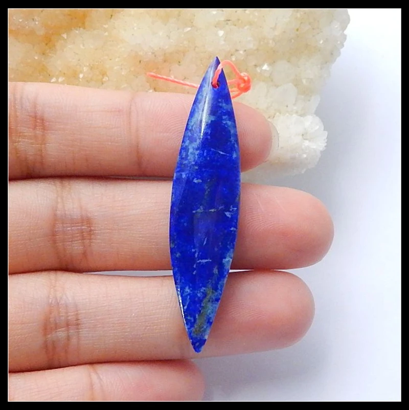 

Sale 1Pcs Natural Stone Lapis Lazuli Gemstone Pendant Bead 48x11x5mm 4.3g Fashion Jewelry Necklace Accessories