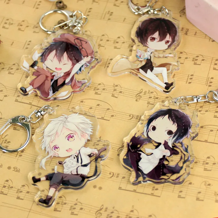 

Bungo Stray Dogs Anime Dazai Osamu Nakajima Atsushi Edogawa Ranpo keychain Keyrings cute keychain