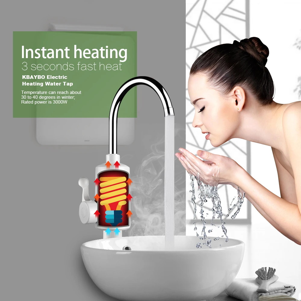 3000W Electric Water Heater Tankless Kitchen  Instant Hot Water Tap Heater Electric Water Faucet Heating tap 220v