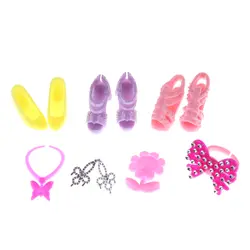 Модные Цепочки и ожерелья Hairclip Босоножки highheeld для куклы вечерние аксессуары для детей кукольный домик игрушка в подарок 11 шт./компл