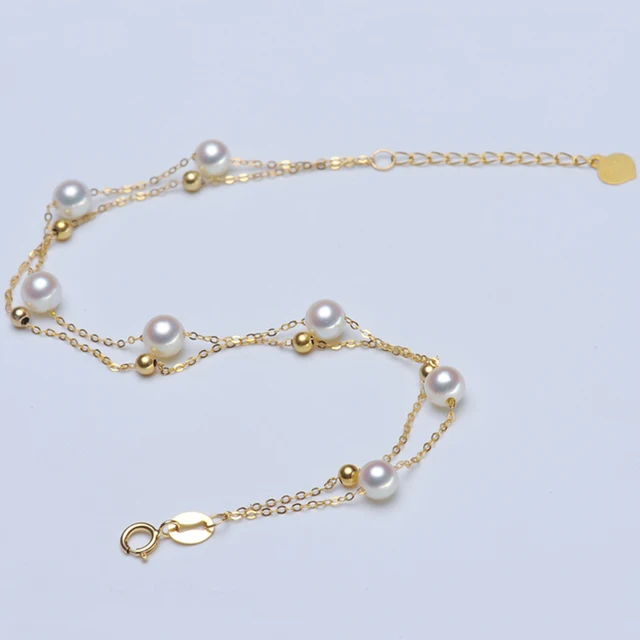 Robira Simple Sweet Freshwate Pearl Bracelets For Women Fashion Robira Simple Sweet Freshwate Pearl Bracelets For Women Fashion Double Layer 18k Gold Jewelry Cute