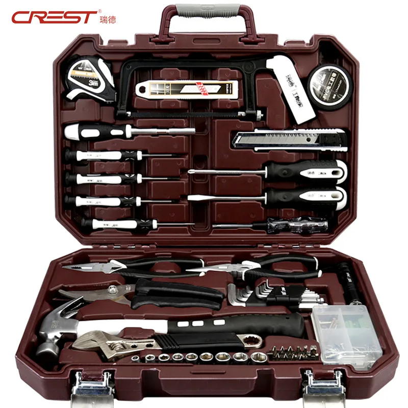 

Hand Tool Set General Household Hand Tool Kit with Plastic Toolbox Storage Case Socket Wrench Screwdriver Knife