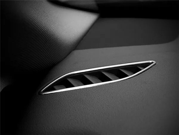 Car front air conditioning vents decal frame cover trim air outlet Chrome Stainless steel strip 3D stickers for Audi A4 13-15 (5)