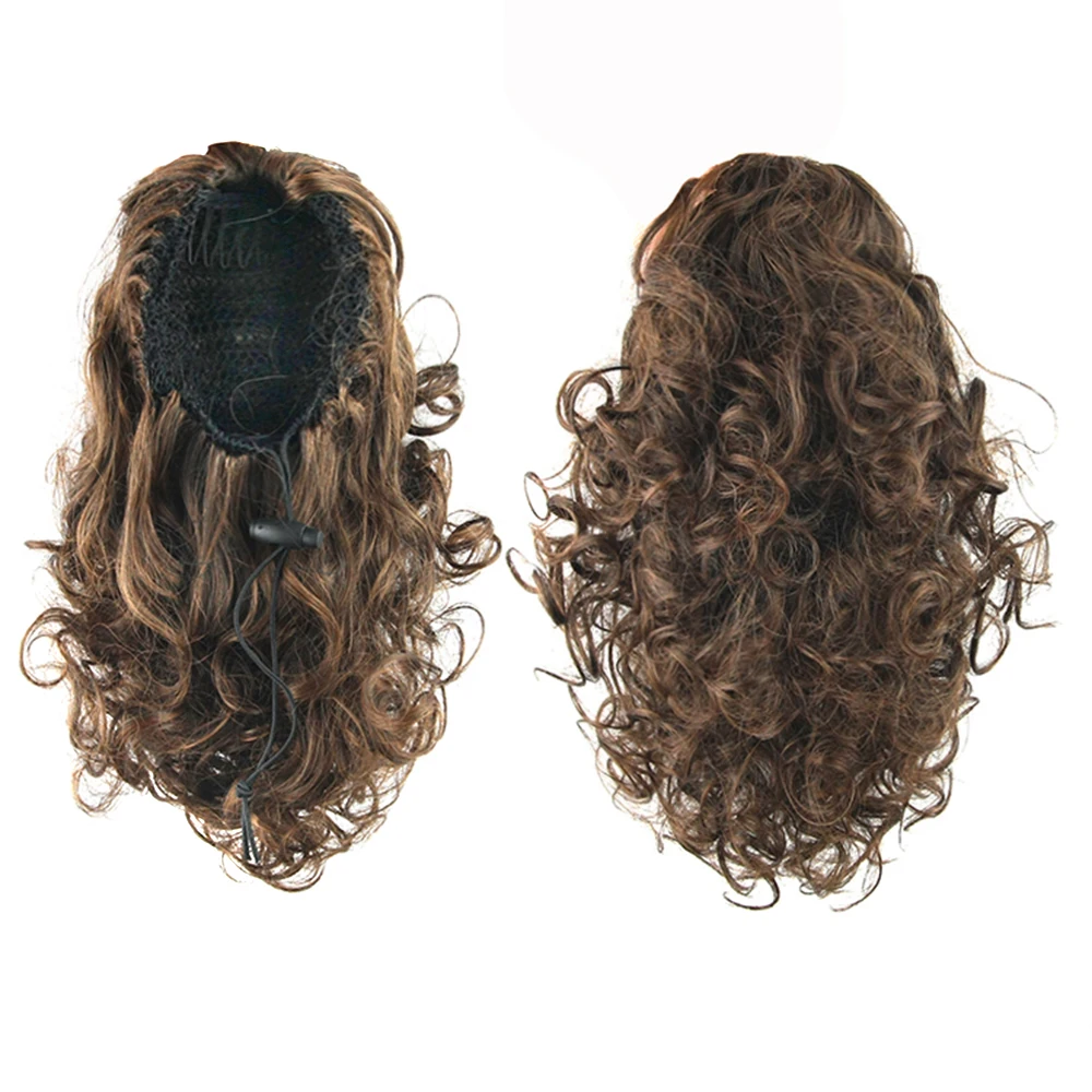 4 Colors Short Curly Hair Ponytail Wigs Synthetic Hair Pony Tail Black Brown Clip In Extension Horse Fairy Tail fake hair extensions