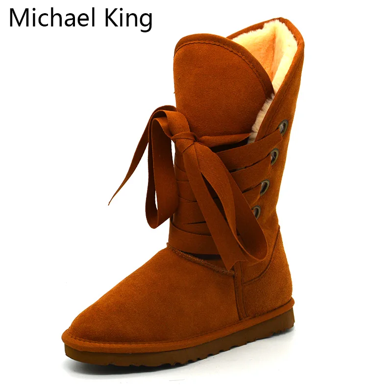 

2019 Top Quality Genuine leather snow boots for women winter shoes warm boots long snow boots for women